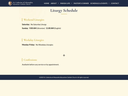 StCath-v2/schedule-events/liturgy-schedule screenshot