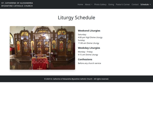 StCatherineofAlexandriaByzantineCatholicChurch/liturgy-schedule screenshot