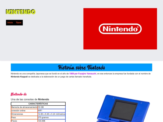 Página Web/Nintendo screenshot