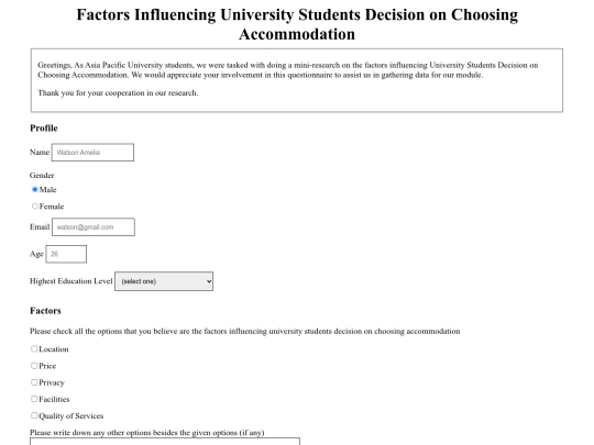 Survey Form screenshot