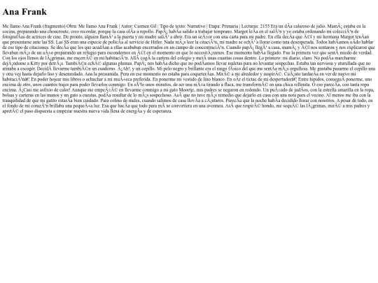 texto literario/AnaFrank screenshot