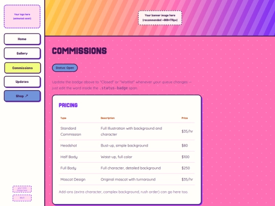 commissions screenshot