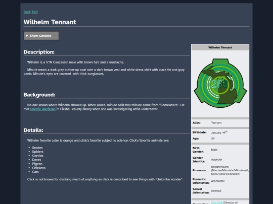 Cosmicaverse/Title Pending/Facilities_Info/Site-260_Character_Dossier/Wilhelm_Tennant screenshot