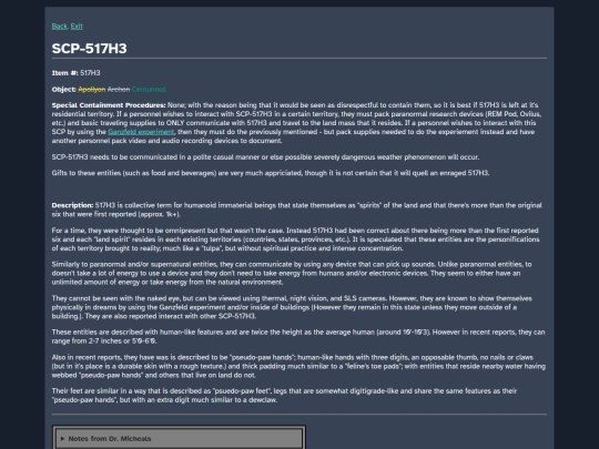 Cosmicaverse/Title Pending/SCP_Database/SCP-517H3_Sixth_Geographical_Sense screenshot