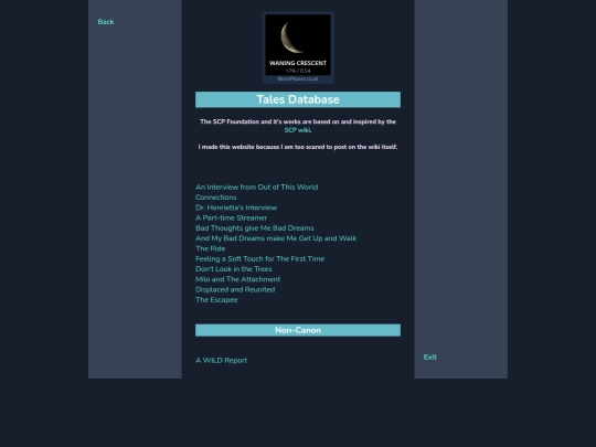 Cosmicaverse/Title Pending/Tales_Database screenshot