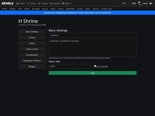 Manage Universe screenshot