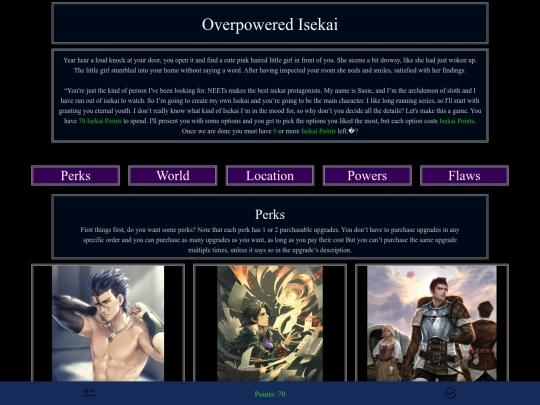 cyoa/OverpoweredIsekai screenshot