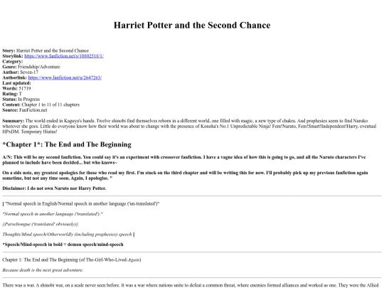 fics/missing/Seven-17 - Harriet Potter and the Second Chance screenshot