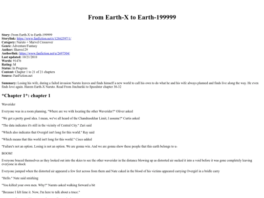 fics/missing/Shawn129 - From Earth-X to Earth-199999 screenshot