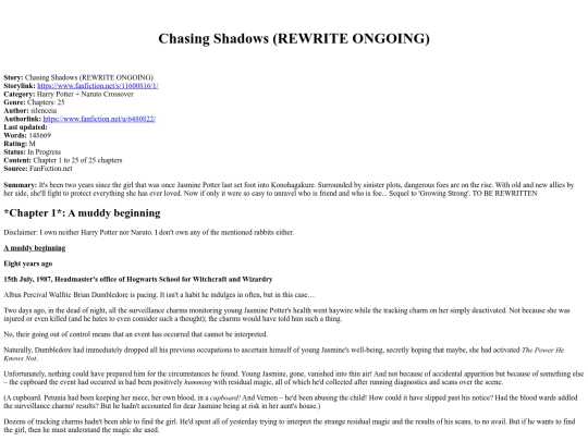 fics/missing/silenceia - Chasing Shadows (REWRITE ONGOING) screenshot