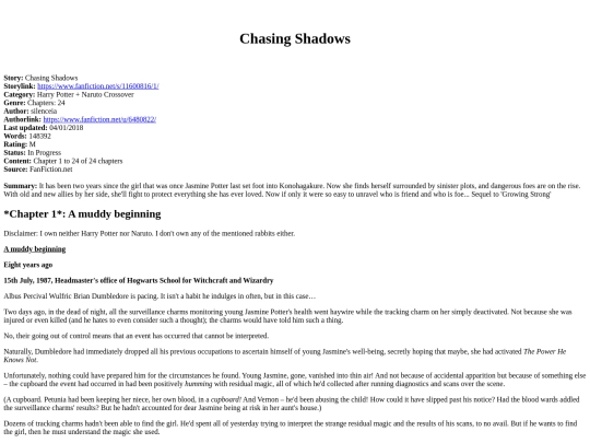 fics/missing/silenceia - Chasing Shadows screenshot