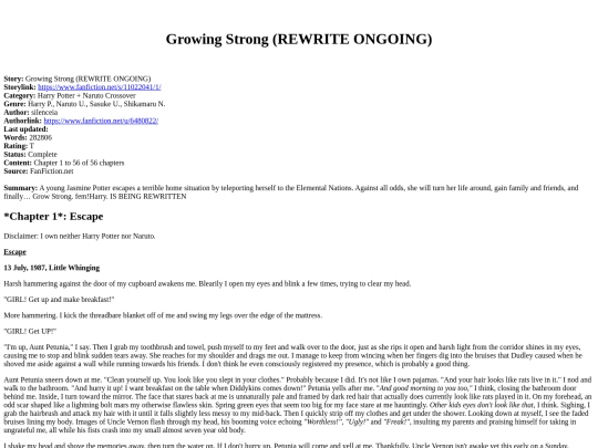 fics/missing/silenceia - Growing Strong (REWRITE ONGOING) screenshot