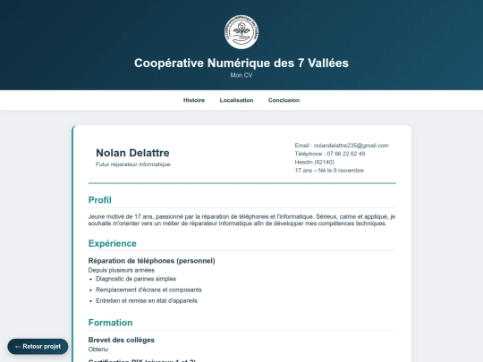 CV screenshot