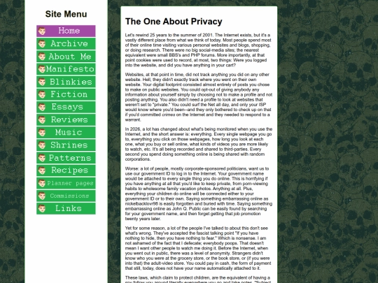 essays/privacy screenshot