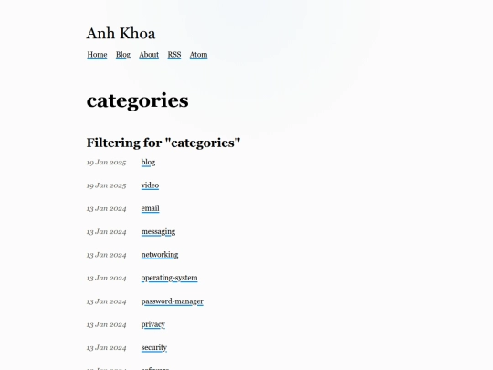 categories screenshot