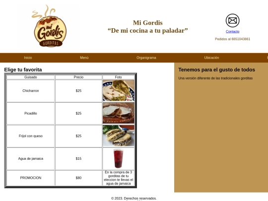 Páginas/Menú screenshot
