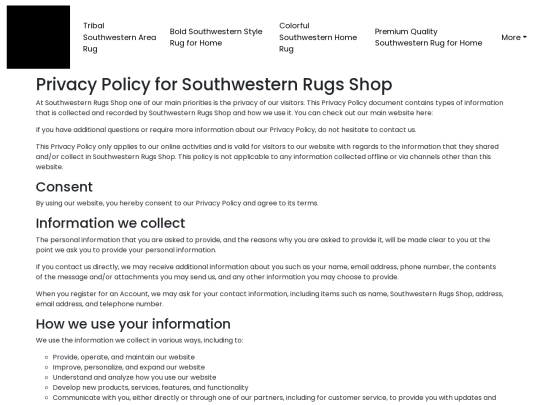 tribal-southwestern-area-rug/privacy-policy screenshot