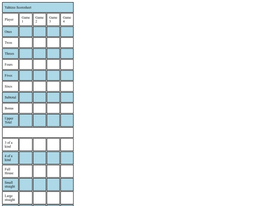 Scorecards/Yahtzee-Scoresheet screenshot
