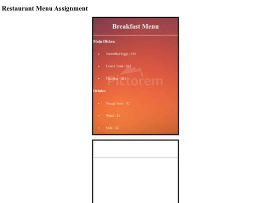 restaurantmenu screenshot
