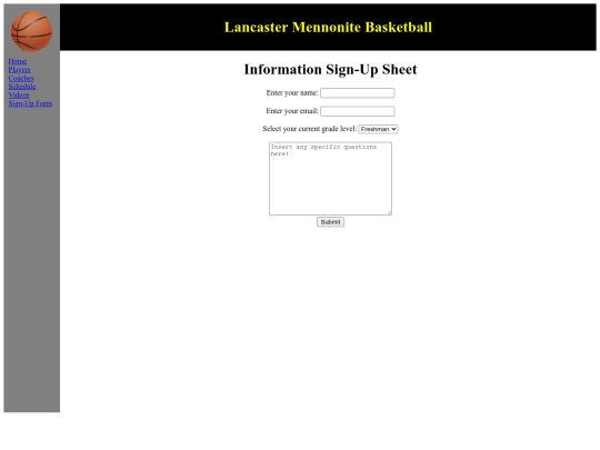 signupform screenshot