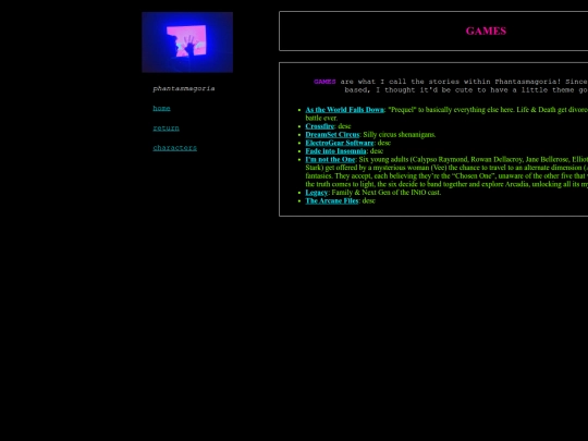 eternallabyrinth/phantasmagoria/games screenshot