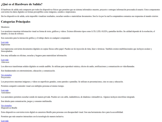 hardware de salida screenshot