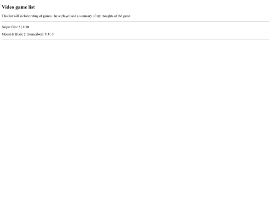 Videogamelist screenshot
