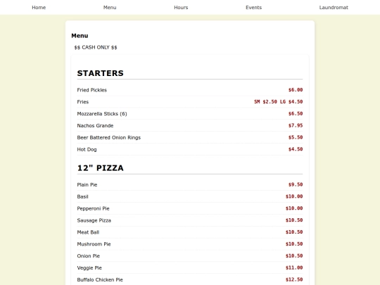 menu screenshot
