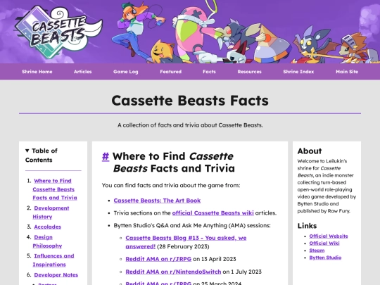 shrines/cassettebeasts/facts screenshot