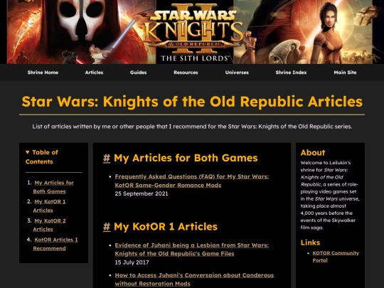 shrines/starwarskotor/articles screenshot