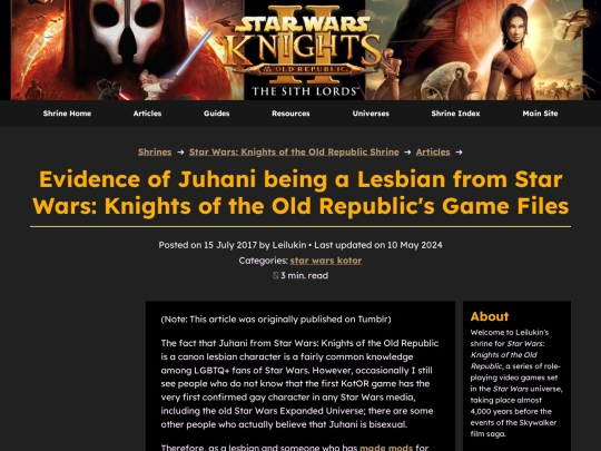 shrines/starwarskotor/articles/juhani-lesbian-evidence screenshot