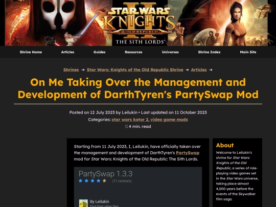 shrines/starwarskotor/articles/partyswap-management-takeover screenshot