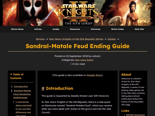 shrines/starwarskotor/guides/kotor-sandral-matale-feud-guide screenshot