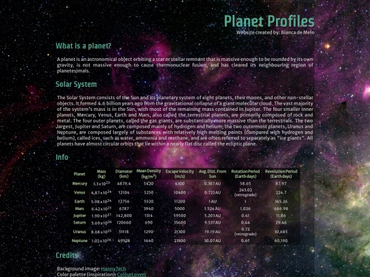 ExemplosSites/space screenshot