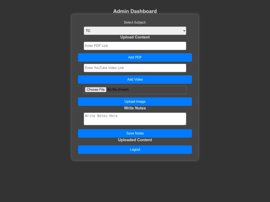 admin screenshot
