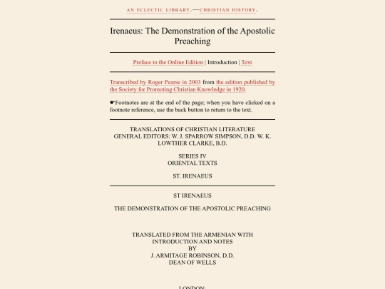 Christian-History/Fathers-Texts/irenaeus-proof-introduction screenshot