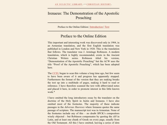 Christian-History/Fathers-Texts/irenaeus-proof-preface-online screenshot