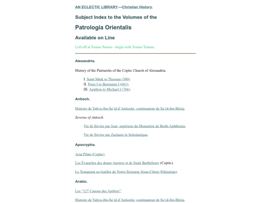 Christian-History/Patrologia-Orientalis-Index screenshot