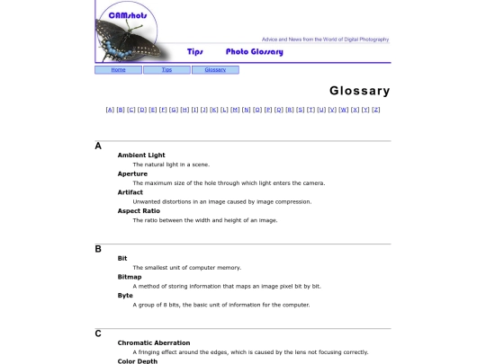CAMSHOTS/glossary screenshot