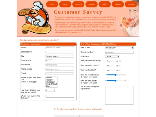 Customer Survey/survey screenshot
