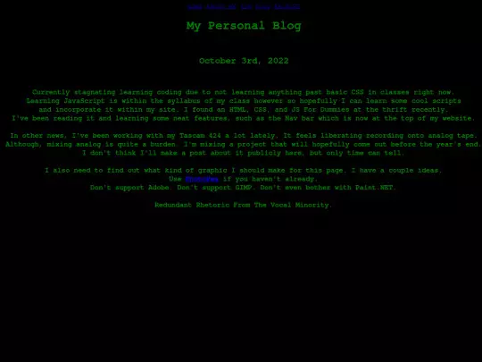 Blog screenshot