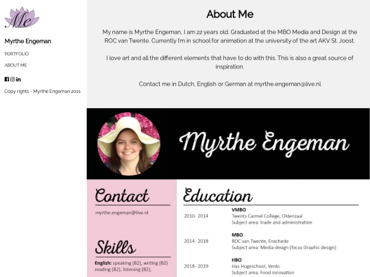 portfolio/aboutme screenshot