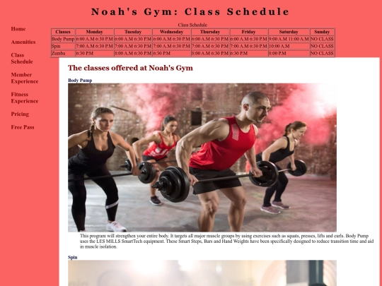 class-schedule screenshot