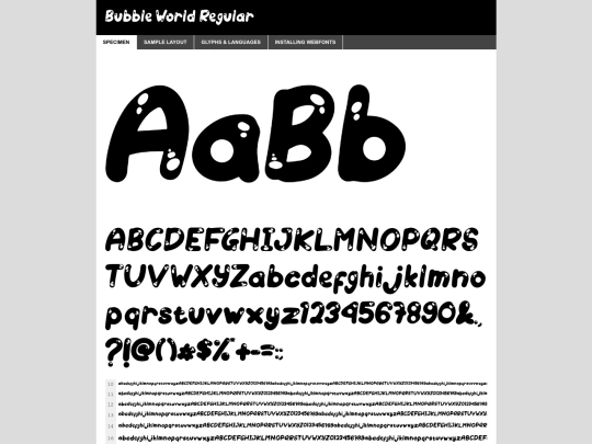 fonts/webfontkit bubble world/bubble_world-demo screenshot