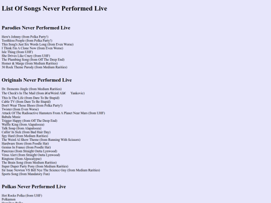 neverperformedsongs screenshot
