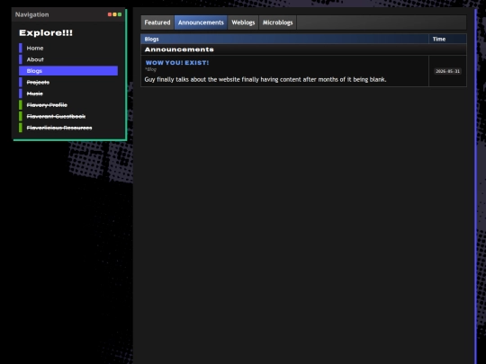 pages/blogs/announcements screenshot