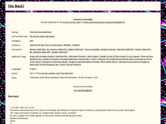 fanfics/UniverseofUnreality screenshot