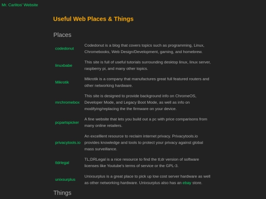 links screenshot