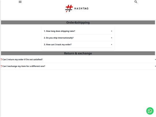 hashtag shirts/faq screenshot