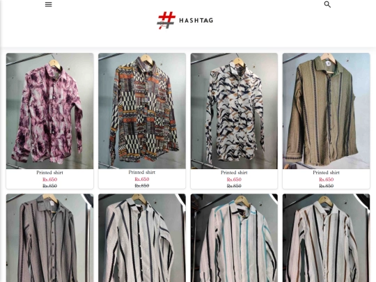 hashtag shirts screenshot
